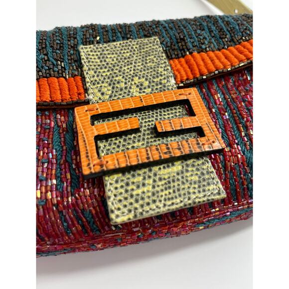 Fendi baguette vintage multicolor glitter beaded shoulder bag - Picture 3 of 11